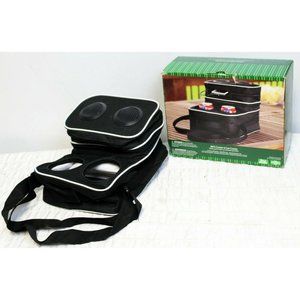 Walmart MP3 Cruiser Black 6 Can Cooler White Trim Plays  music Cools Food Drink